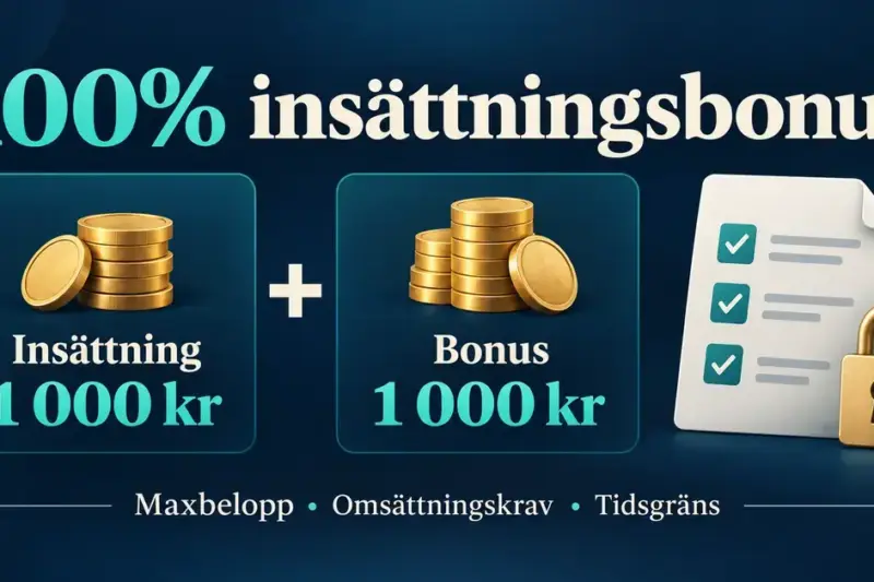 100% insättningsbonus – så mycket får du och vilka villkor gäller