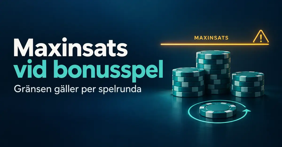 Illustration av spelmarker under en markerad maxinsatsgräns som visar att gränsen vid bonusspel gäller per spelrunda.